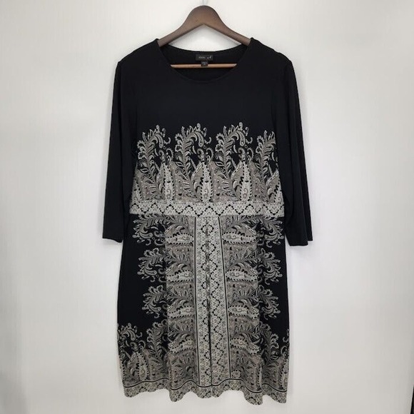 J Jill Wearever Collection Dress Floral Paisley Jersey Knit Stretch Size MP